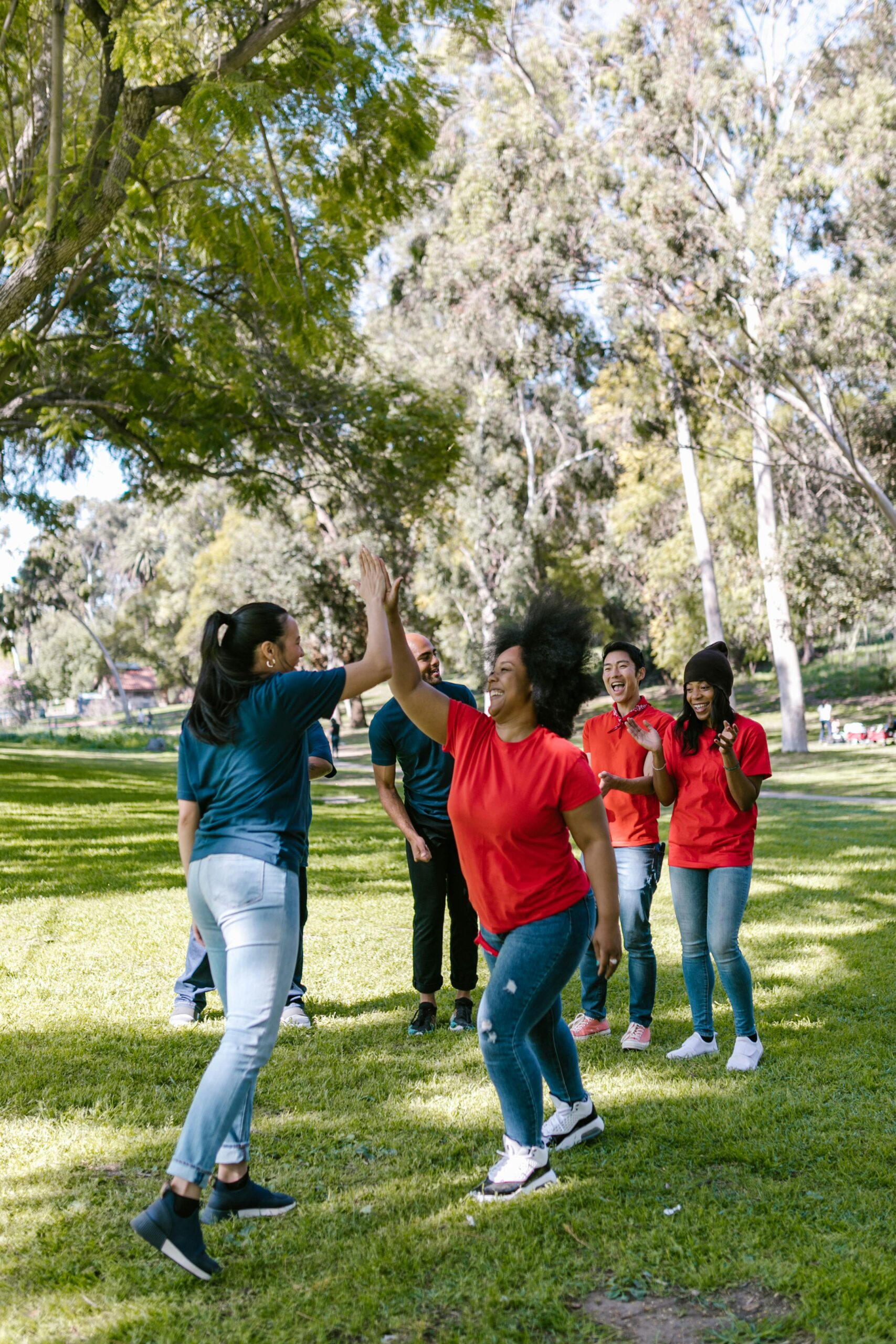 People in the community high diving at a social emotional learning community event 